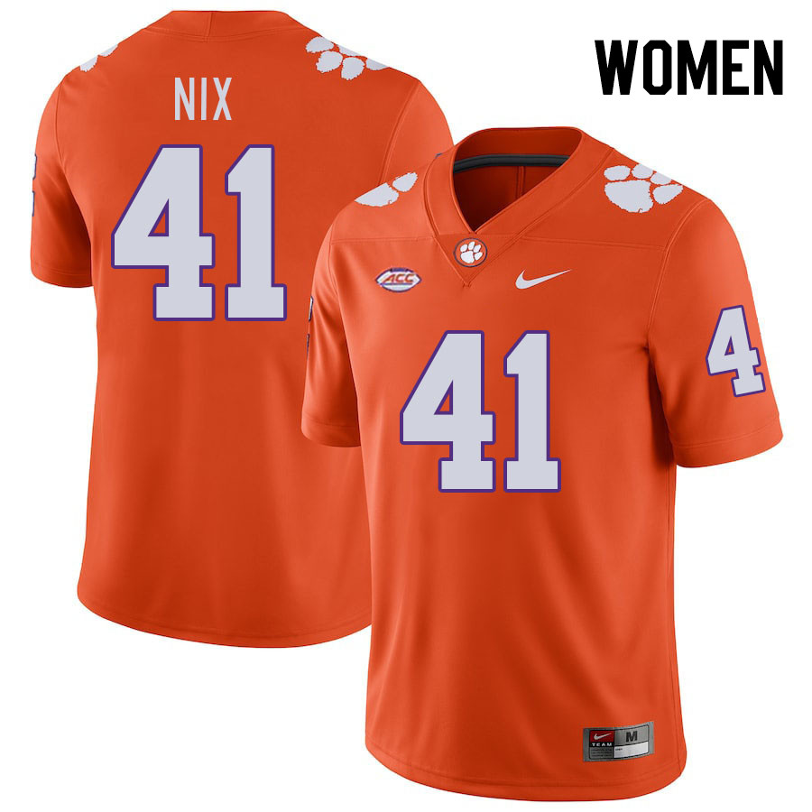 Women #41 Caleb Nix Clemson Tigers College Football Jerseys Stitched-Orange - Click Image to Close